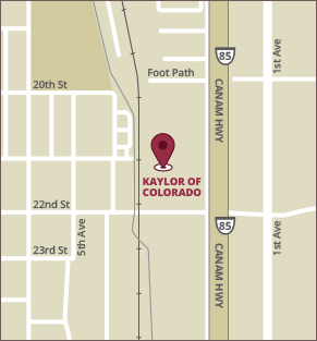 A map showing Kaylor of Colorado located on 237 22nd St., Greeley, CO 80631